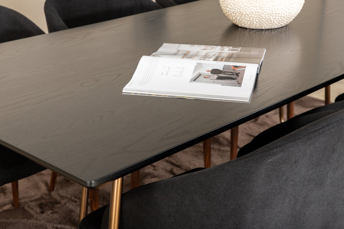 Venture Design Arch & Petra Matstolar 2-pack Svart + Rektangulära Matbord 190 x 90 Svart