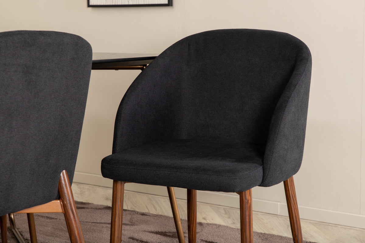 Venture Design Arch & Petra Matstolar 2-pack Svart + Rektangulära Matbord 190 x 90 Svart