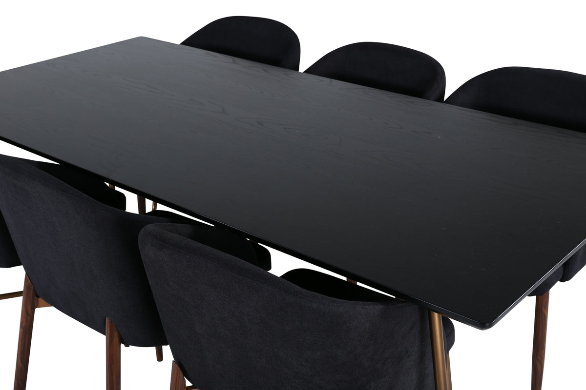 Venture Design Arch & Petra Matstolar 2-pack Svart + Rektangulära Matbord 190 x 90 Svart
