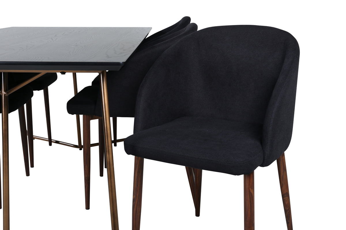 Venture Design Arch & Petra Matstolar 2-pack Svart + Rektangulära Matbord 190 x 90 Svart