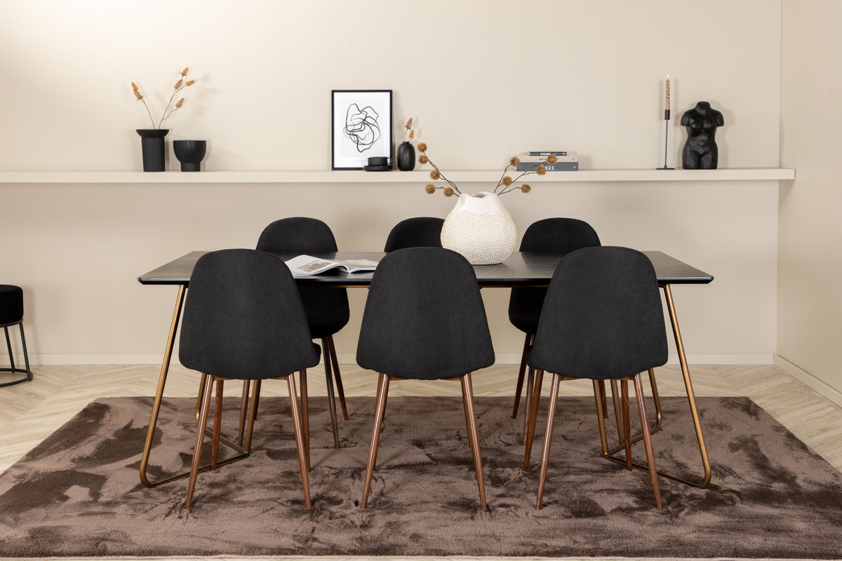 Venture Design Petra & Polar Matbord 90x190 + Matstolar Svart