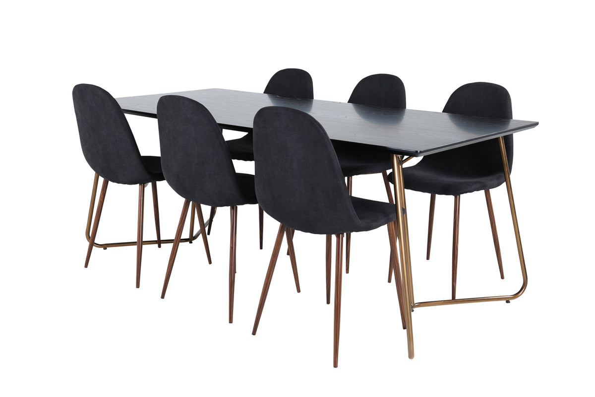 Venture Design Petra & Polar Matbord 90x190 + Matstolar Svart