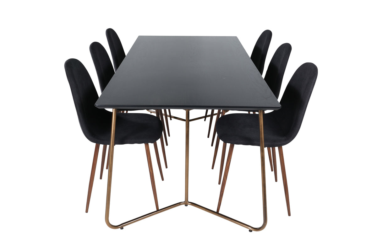 Venture Design Petra & Polar Matbord 90x190 + Matstolar Svart