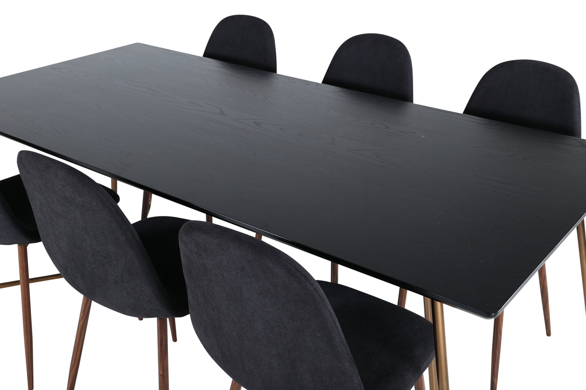 Venture Design Petra & Polar Matbord 90x190 + Matstolar Svart