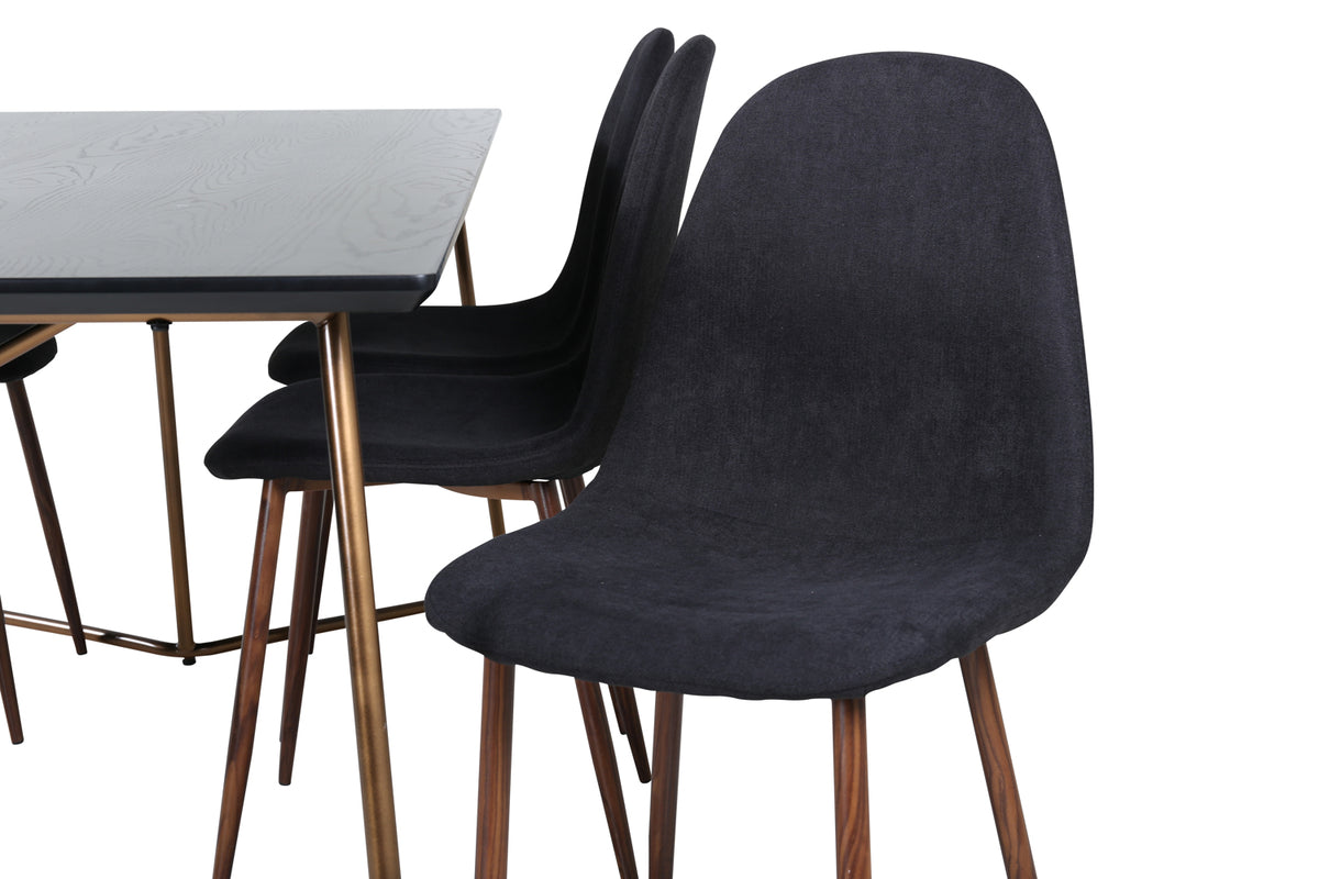 Venture Design Petra & Polar Matbord 90x190 + Matstolar Svart