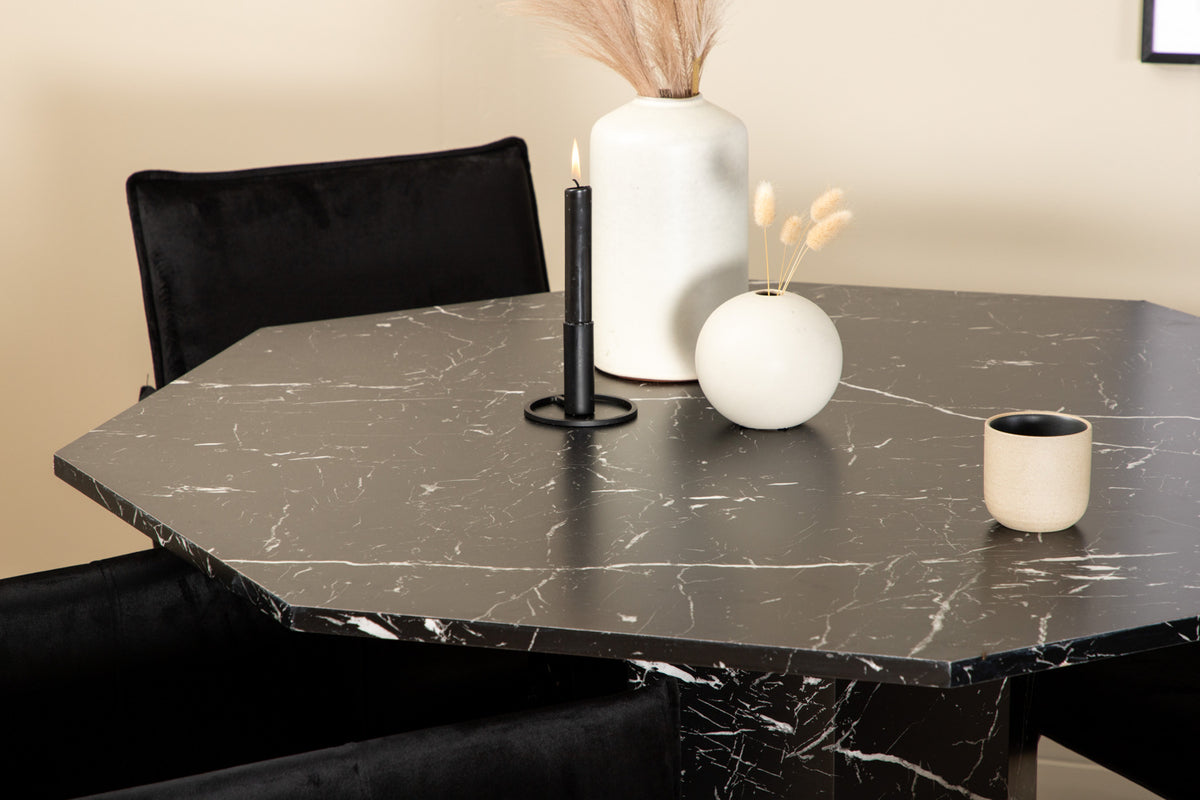 Venture Design Petra & Marbs Matstolar Svart + Runda Matbord ⌀110 Svart