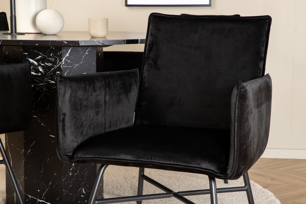Venture Design Petra & Marbs Matstolar Svart + Runda Matbord ⌀110 Svart