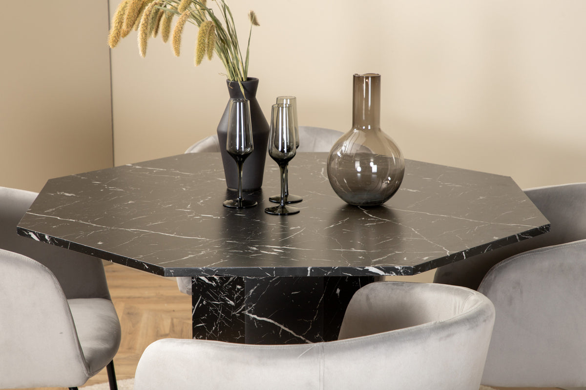 Venture Design Berit & Marbs Matstolar Grå + Matbord ⌀110