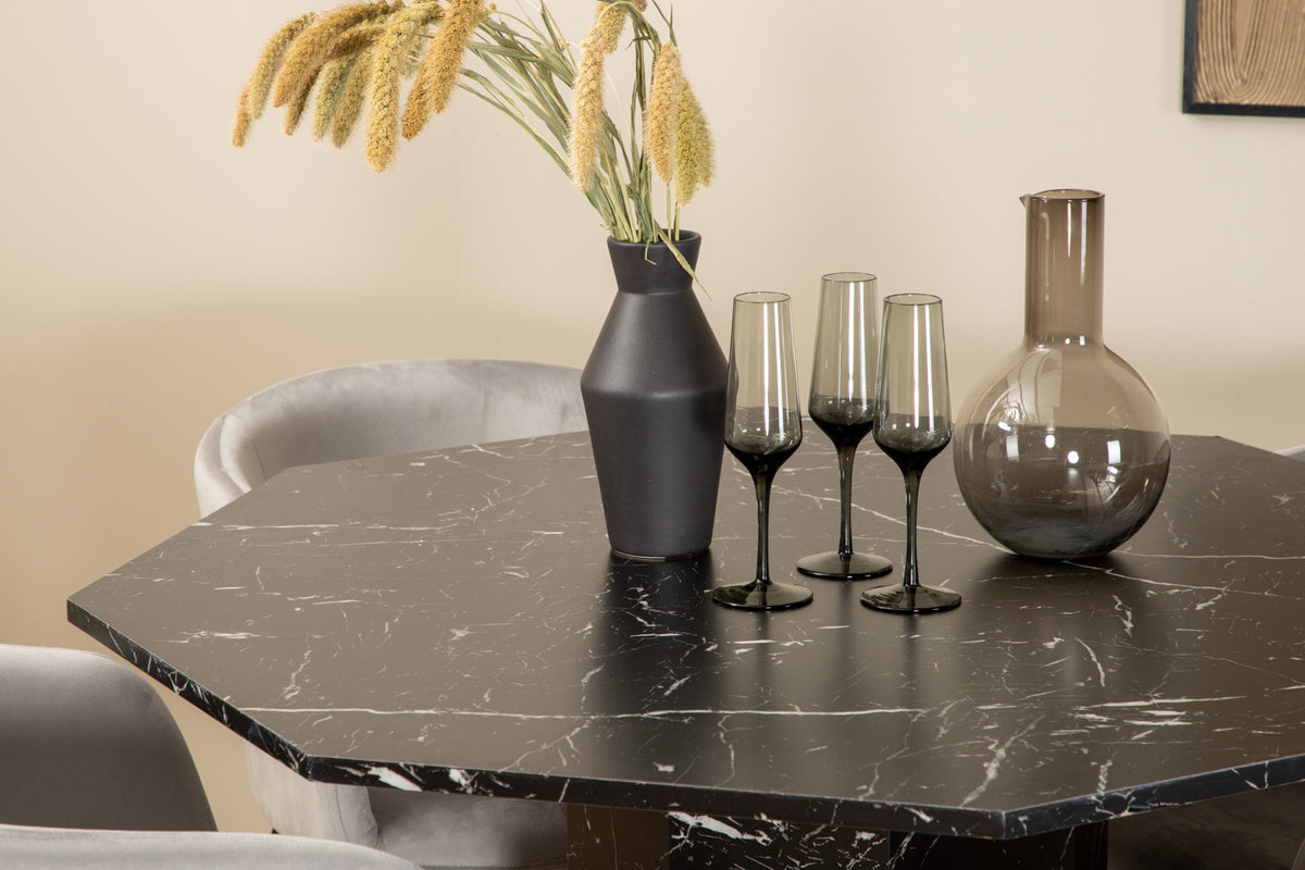 Venture Design Berit & Marbs Matstolar Grå + Matbord ⌀110