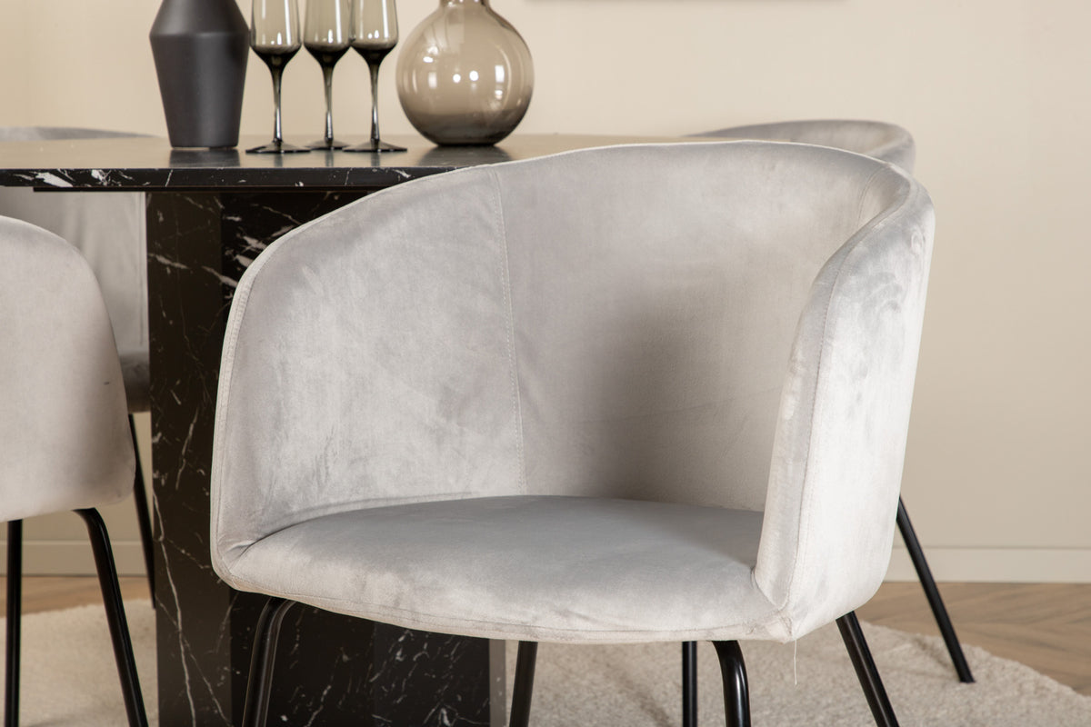 Venture Design Berit & Marbs Matstolar Grå + Matbord ⌀110