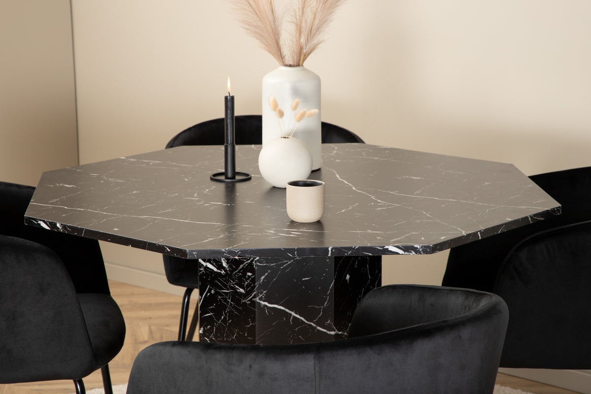 Venture Design Berit & Marbs Matstolar Svart + Runda Matbord ⌀110 Svart