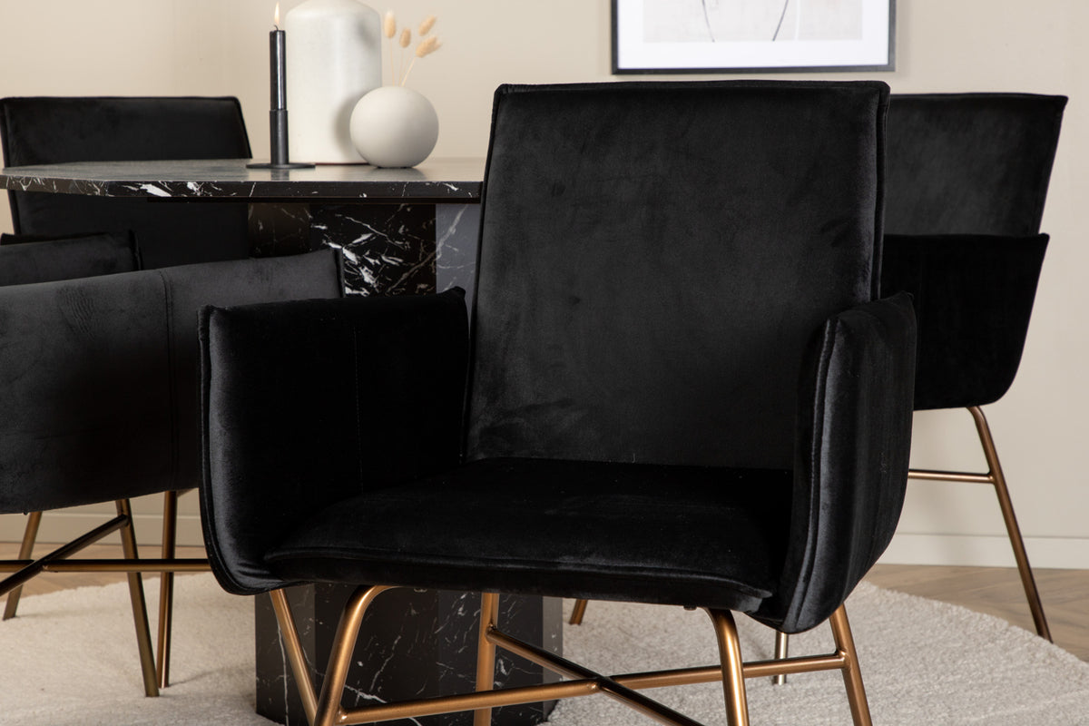 Venture Design Petra & Marbs Matstolar Svart + Runda Matbord ⌀110 Svart