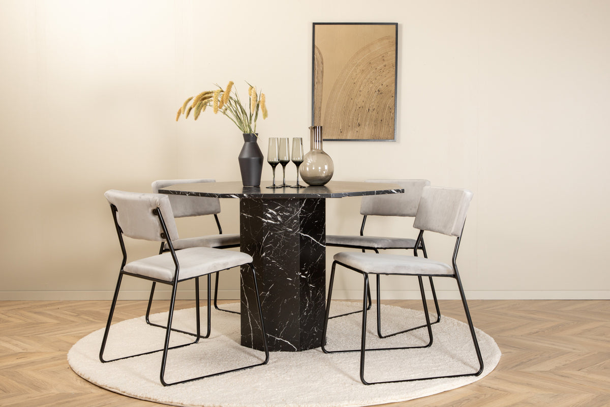 Venture Design Kenth & Marbs Matstolar 2-pack Grå + Runda Matbord ⌀110 Svart