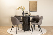 Venture Design Marbs & Velvet Runda Matbord ⌀110 Svart + Matstolar 2-pack Grå