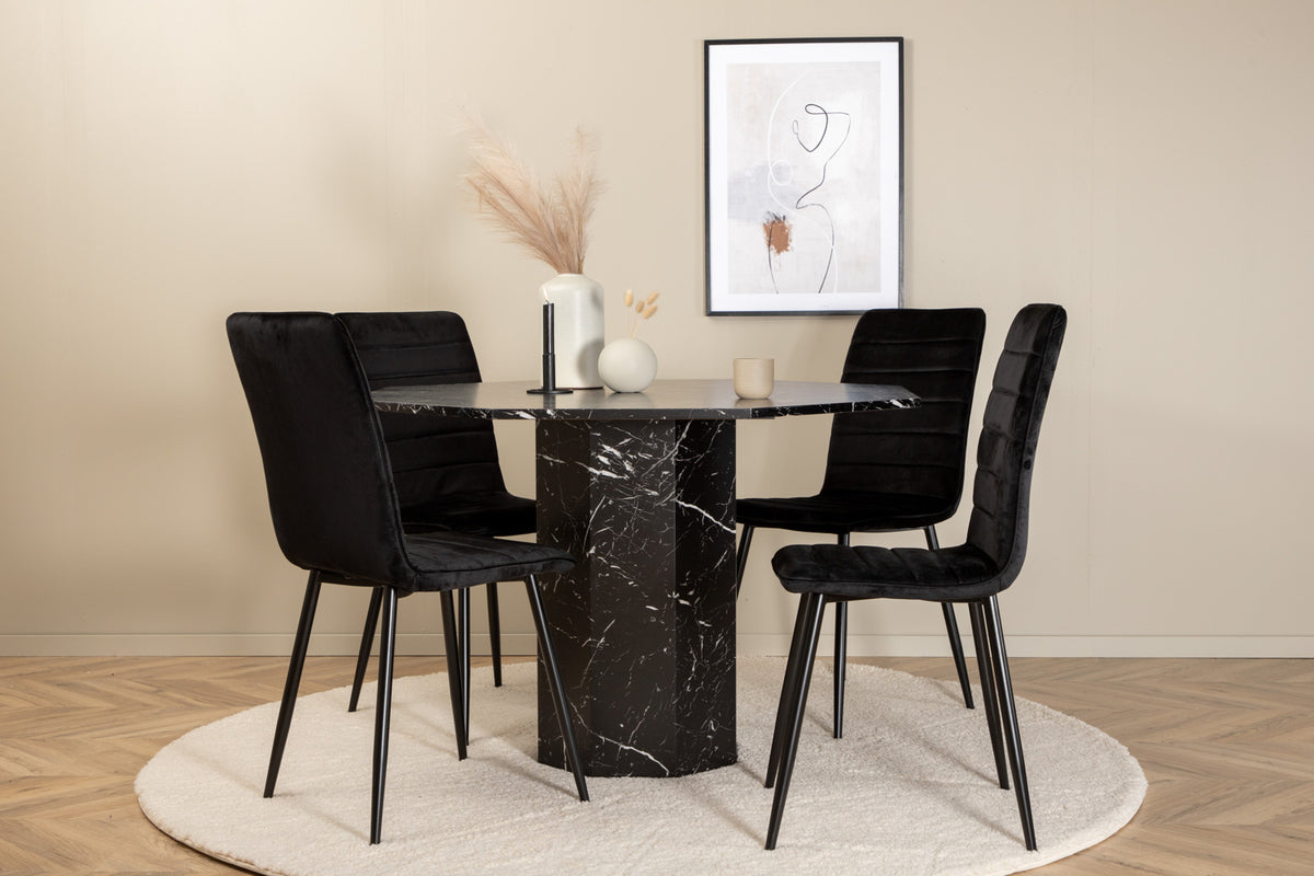 Venture Design Marbs & Windu Matbord ⌀110 + Matstolar Svart