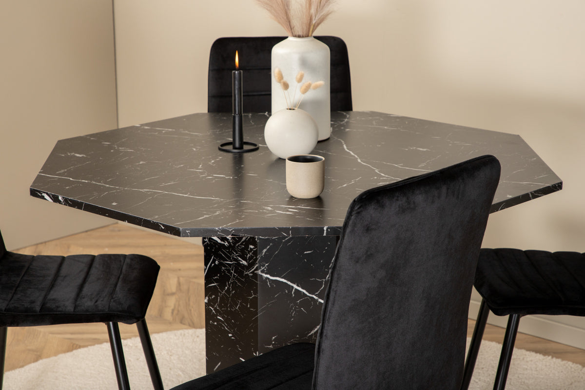 Venture Design Marbs & Windu Matbord ⌀110 + Matstolar Svart