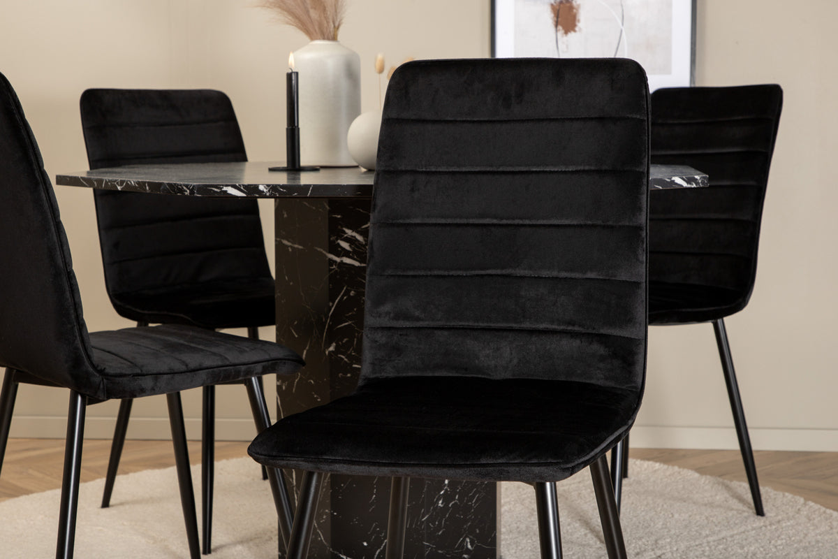 Venture Design Marbs & Windu Matbord ⌀110 + Matstolar Svart