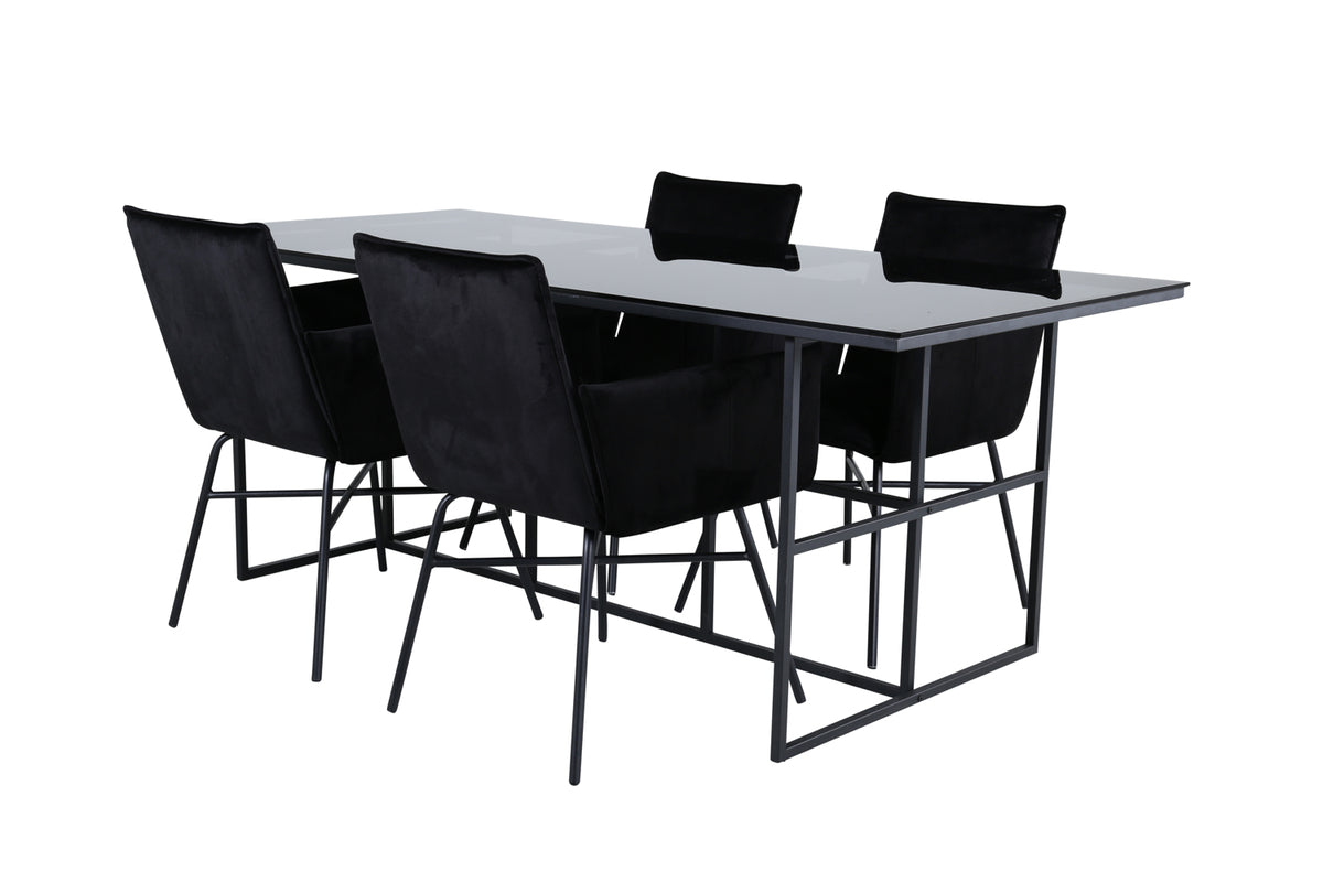 Venture Design Petra & Leif Matstolar Svart + Matbord 90x200