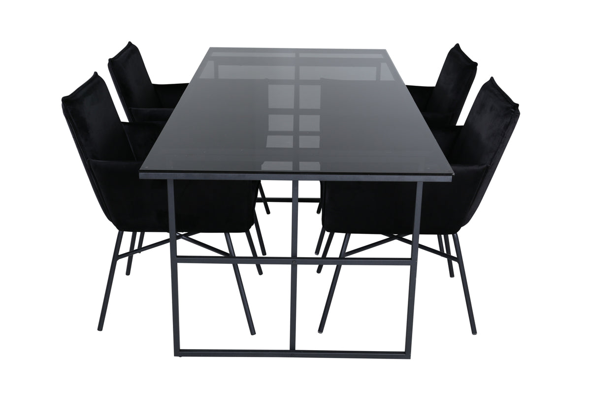 Venture Design Petra & Leif Matstolar Svart + Matbord 90x200