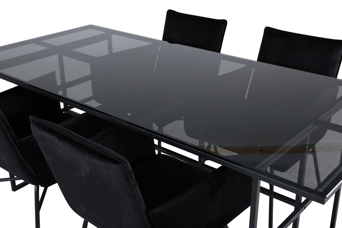 Venture Design Petra & Leif Matstolar Svart + Matbord 90x200