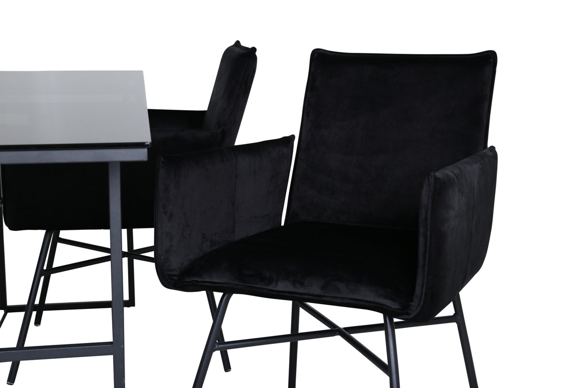 Venture Design Petra & Leif Matstolar Svart + Matbord 90x200