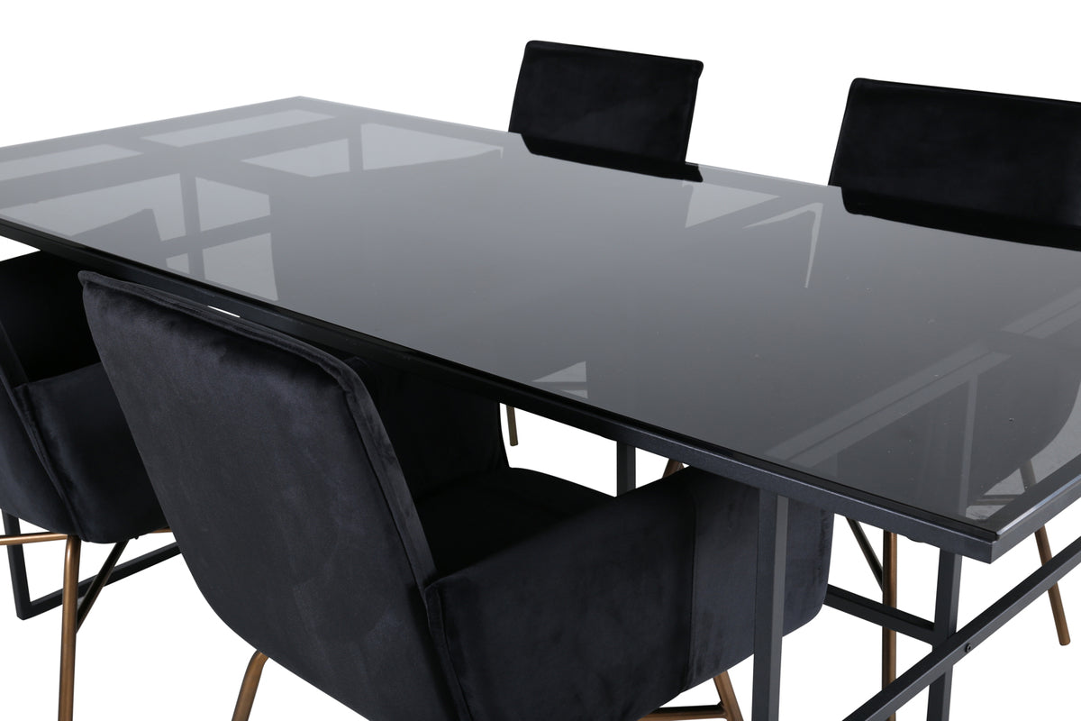 Venture Design Petra & Leif Matstolar Svart + Matbord 90x200