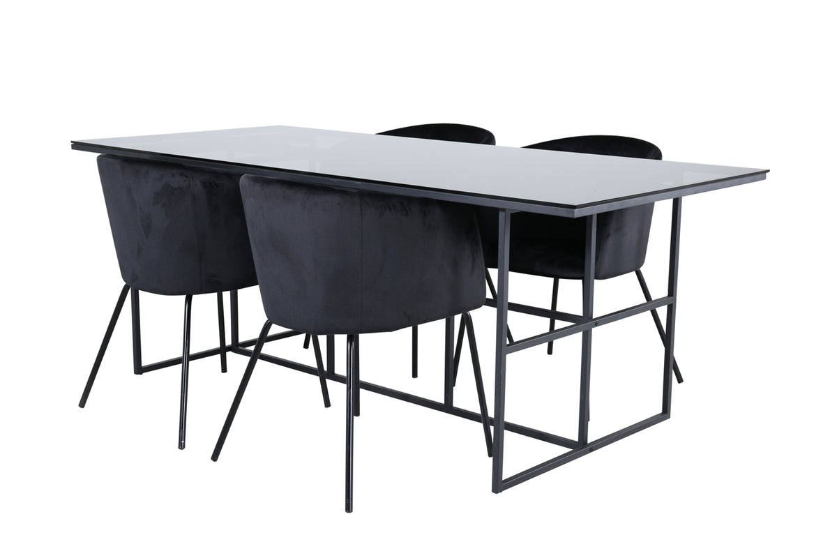 Venture Design Berit & Leif Matstolar Svart + Matbord 90x200