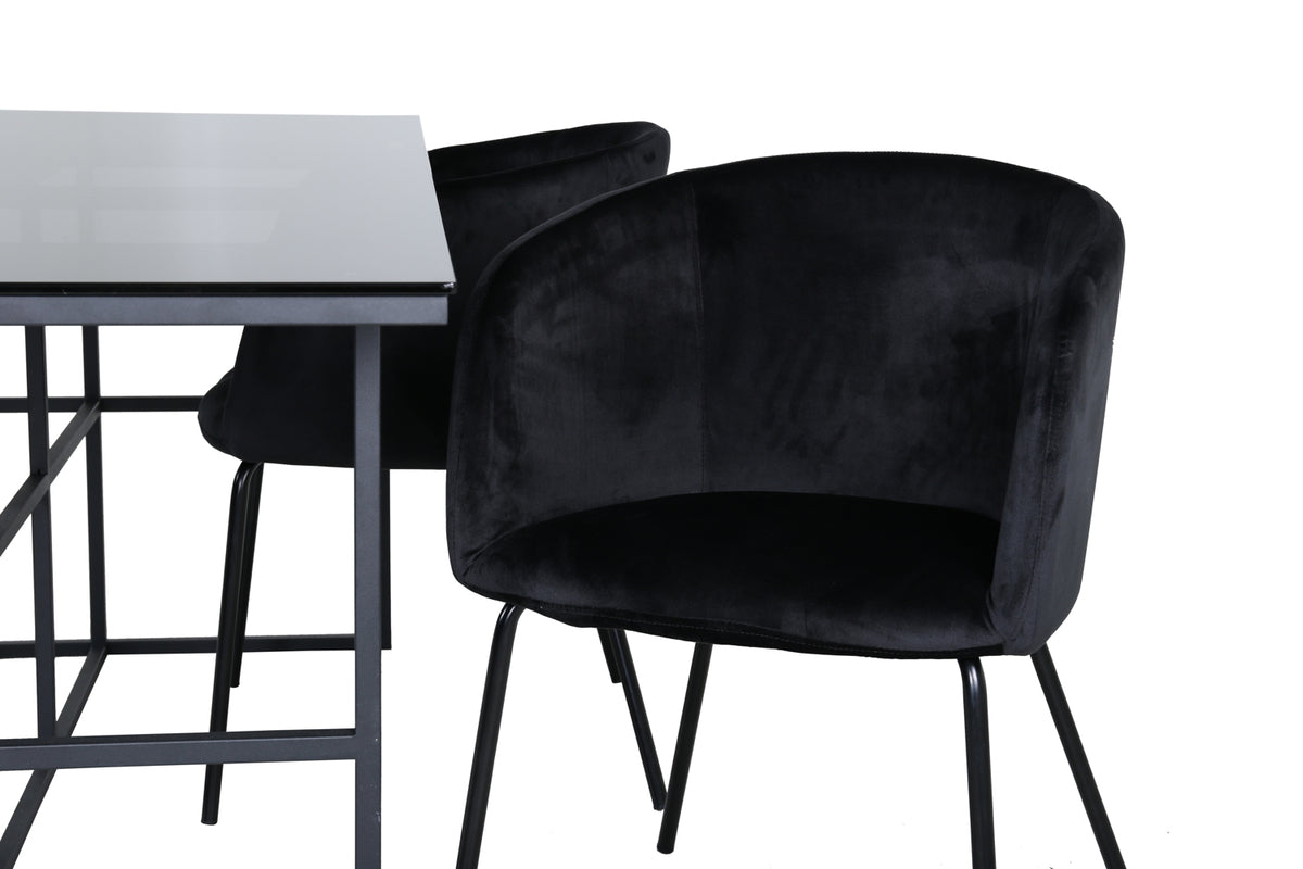 Venture Design Berit & Leif Matstolar Svart + Matbord 90x200