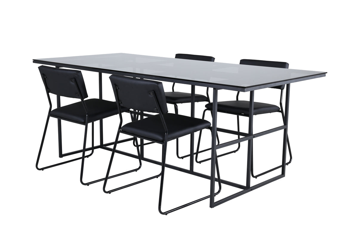 Venture Design Kenth & Leif Matstolar Svart + Matbord 90x200
