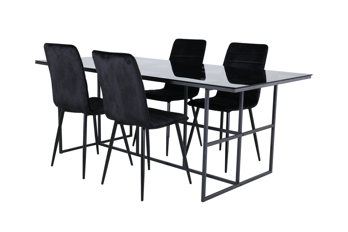 Venture Design Leif & Windu Matbord 90x200 + Matstolar Svart