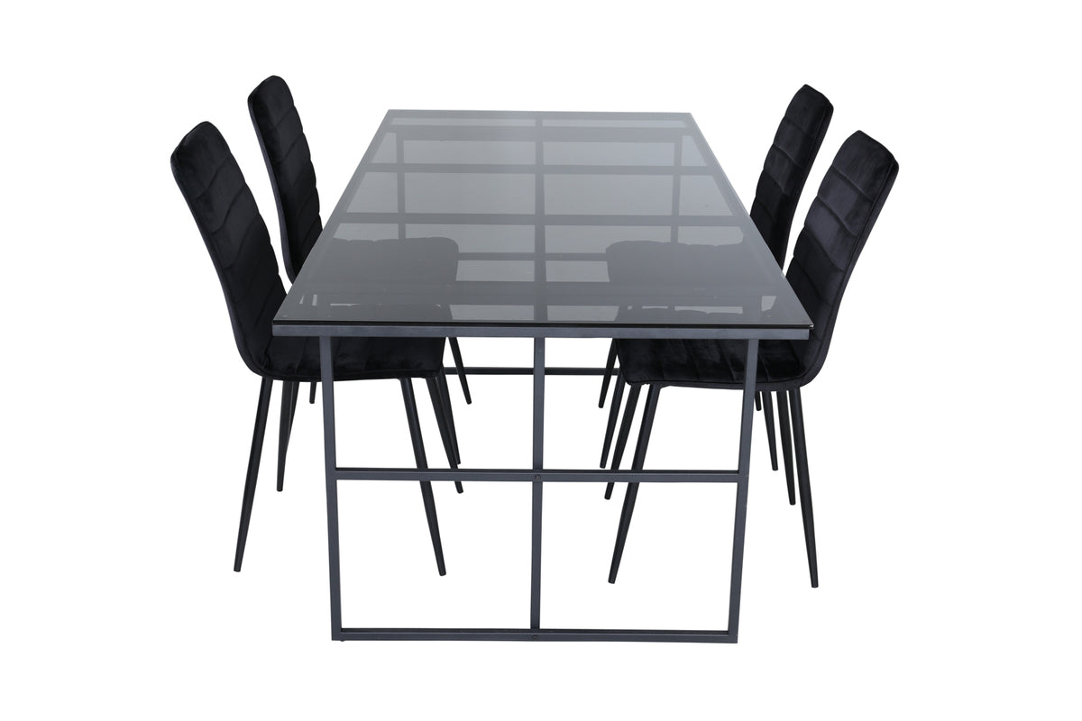 Venture Design Leif & Windu Matbord 90x200 + Matstolar Svart