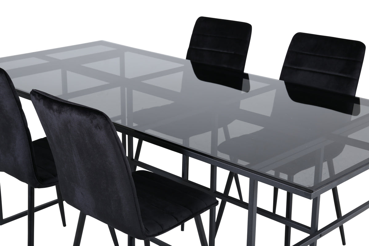 Venture Design Leif & Windu Matbord 90x200 + Matstolar Svart