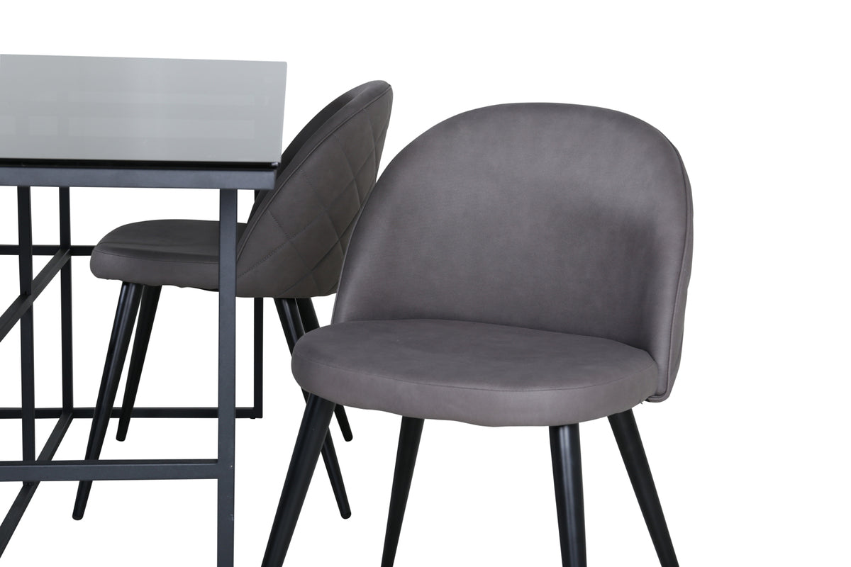Venture Design Leif & Velvet Matbord 90x200 + Matstolar Grå