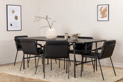 Venture Design Tvist & Uno Matstolar 2-pack Svart + Rektangulära Matbord 200 x 90 Svart
