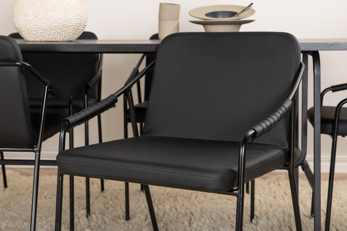 Venture Design Tvist & Uno Matstolar 2-pack Svart + Rektangulära Matbord 200 x 90 Svart