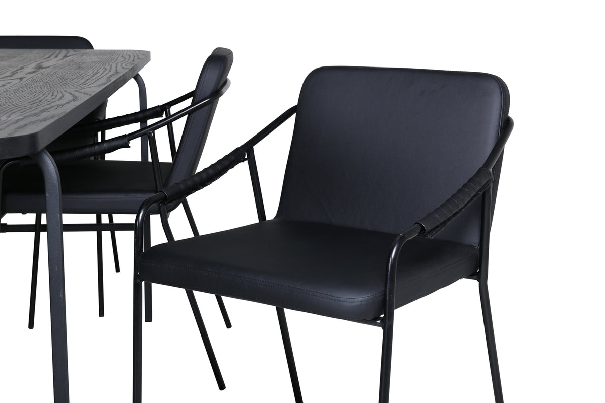 Venture Design Tvist & Uno Matstolar 2-pack Svart + Rektangulära Matbord 200 x 90 Svart