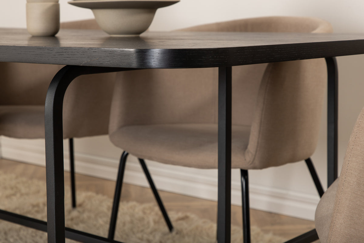 Venture Design Berit & Uno Matstolar Beige + Matbord 90x200