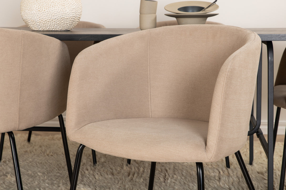 Venture Design Berit & Uno Matstolar Beige + Matbord 90x200