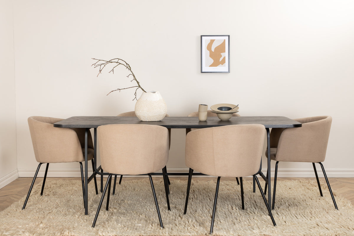 Venture Design Berit & Uno Matstolar Beige + Matbord 90x200