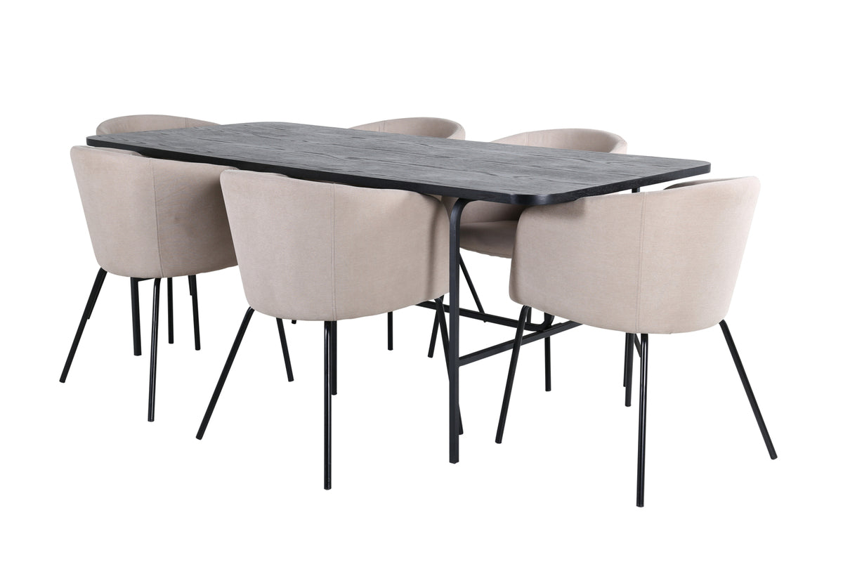 Venture Design Berit & Uno Matstolar Beige + Matbord 90x200