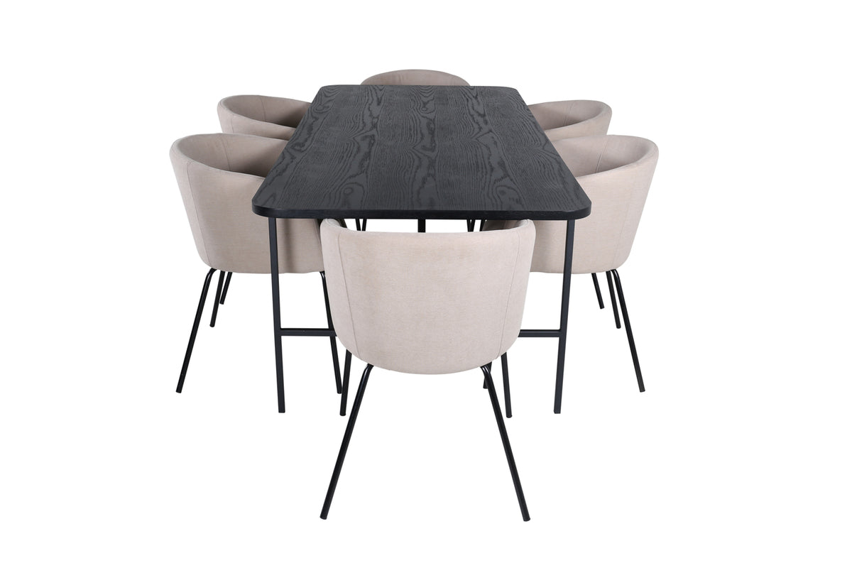 Venture Design Berit & Uno Matstolar Beige + Matbord 90x200