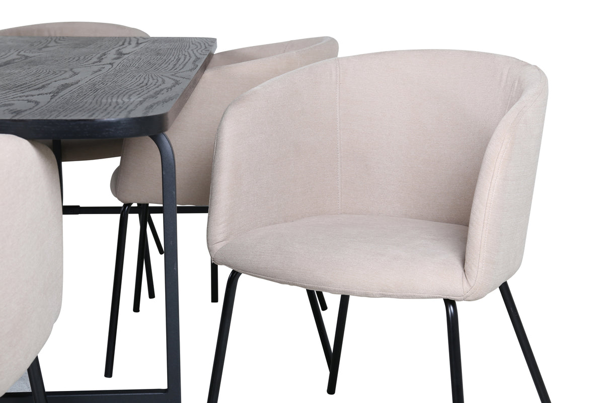 Venture Design Berit & Uno Matstolar Beige + Matbord 90x200