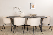 Venture Design Berit & Uno Matstolar Beige + Rektangulära Matbord 200 x 90 Svart