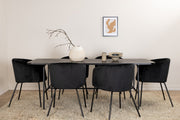 Venture Design Berit & Uno Matstolar Svart + Rektangulära Matbord 200 x 90 Svart