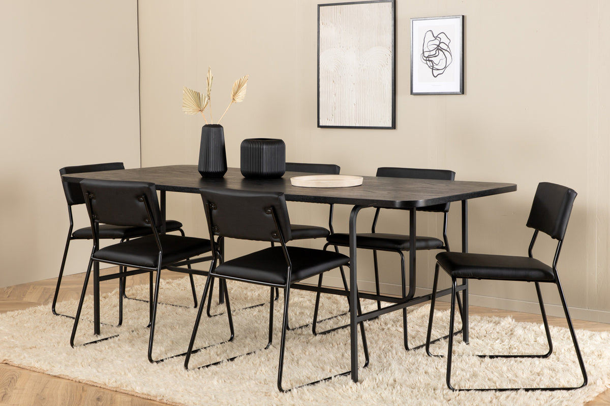 Venture Design Kenth & Uno Matstolar Svart + Matbord 90x200