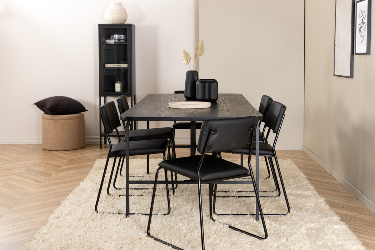 Venture Design Kenth & Uno Matstolar Svart + Matbord 90x200