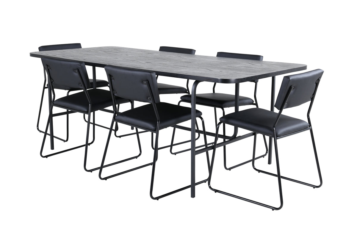 Venture Design Kenth & Uno Matstolar Svart + Matbord 90x200