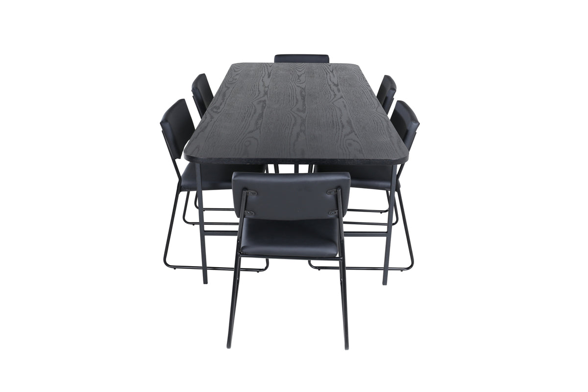 Venture Design Kenth & Uno Matstolar Svart + Matbord 90x200