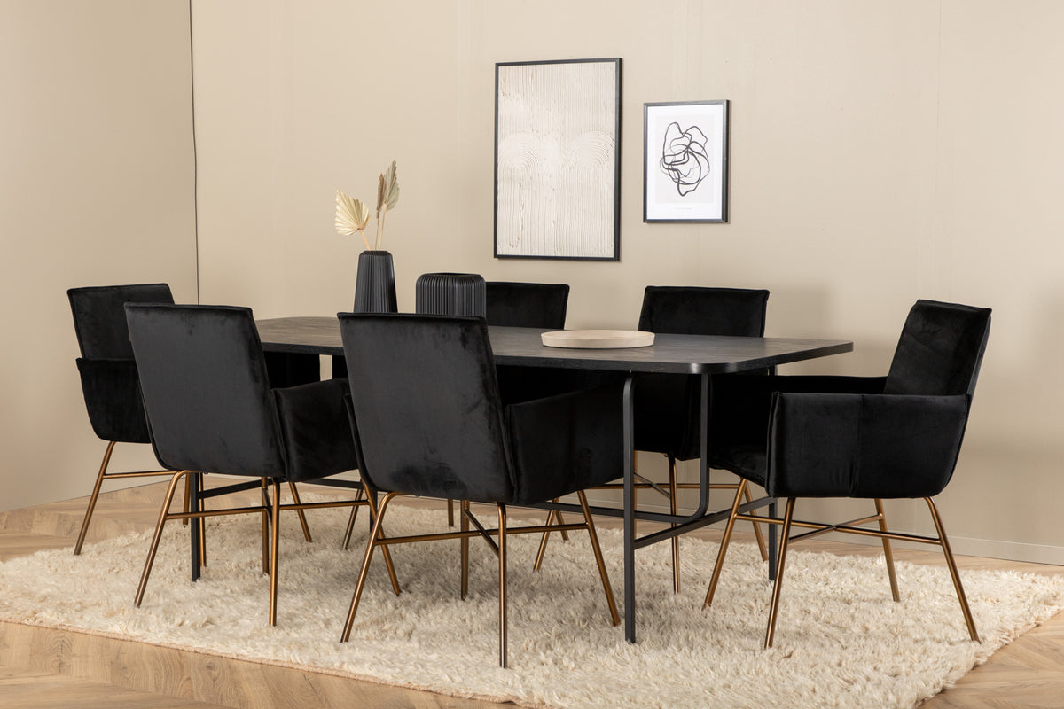 Venture Design Petra & Uno Matstolar Svart + Matbord 90x200