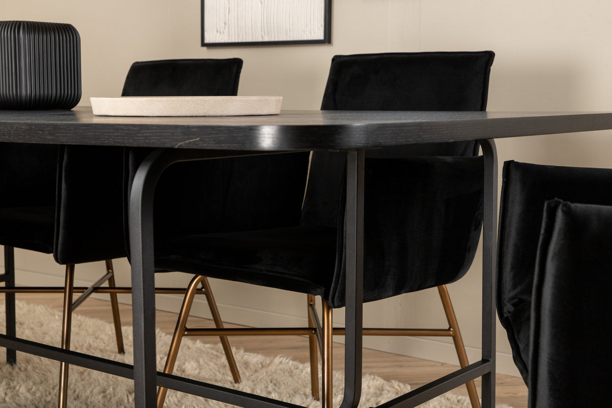 Venture Design Petra & Uno Matstolar Svart + Matbord 90x200